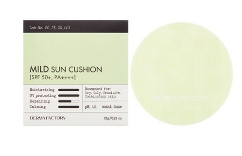 DERMA FACTORY Inorganic Mild Sun Cusion Увлажняющий солнцезащитный кушон с охлаждающим эффектом 26мл