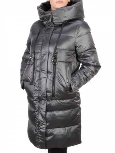 6809 DARK GREY Пальто зимнее женское KARERSITER (200 гр. холлофайбер) размер 46