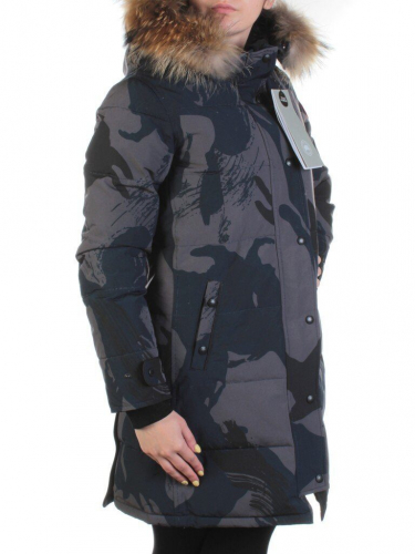 AH3802 MILITARY Пальто женское зимнее (био-пух, натуральный мех лисицы) размер S - 42 российский