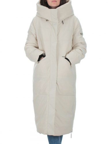 22373 BEIGE Пальто зимнее женское облегченное (150 гр. холлофайбера) размер 46