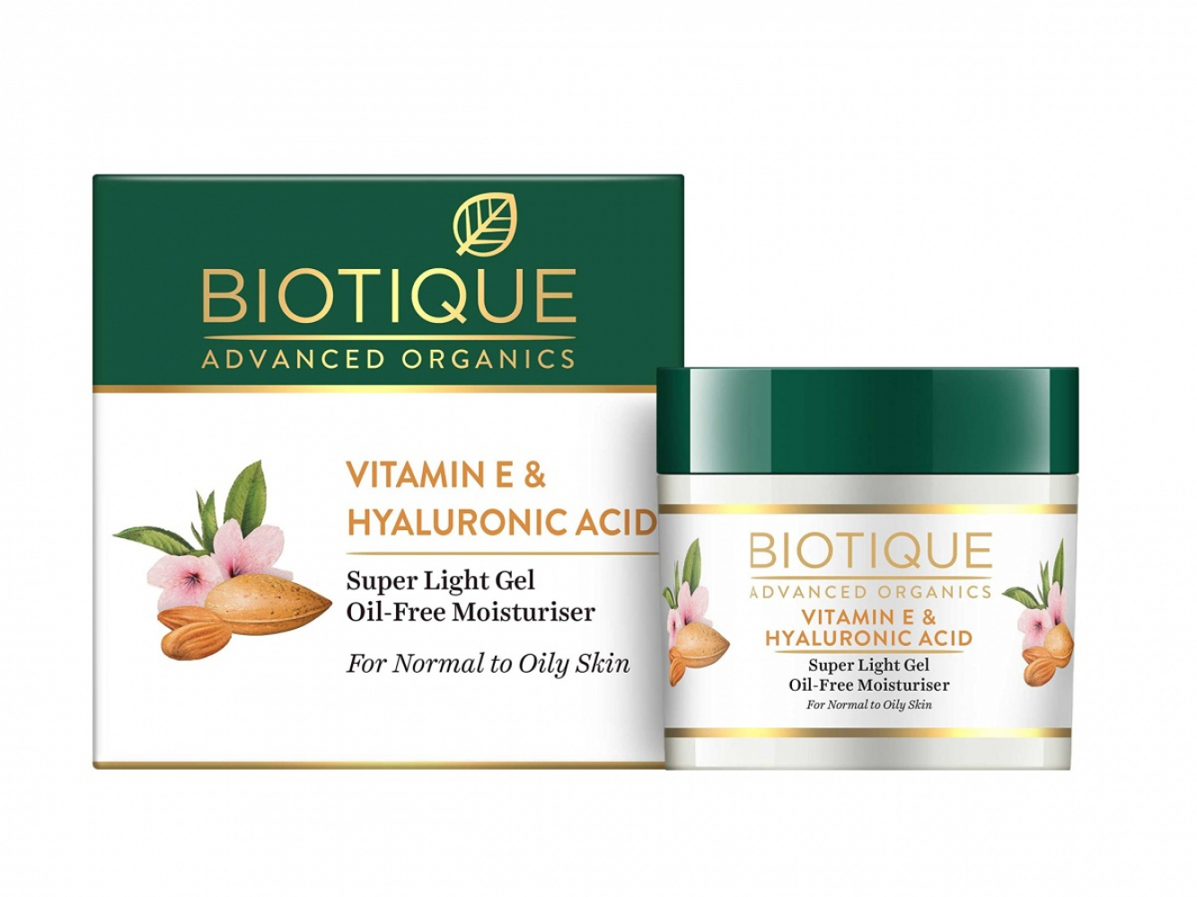 BIOTIQUE Advanced Organics Vitamin E & Hyaluronic Acid Super Light Gel Oil-Free Moisturiser Сверхлёгкий безмасляный увлажняющий гель для лица с витамином Е и гиалуроновой кислотой 175г