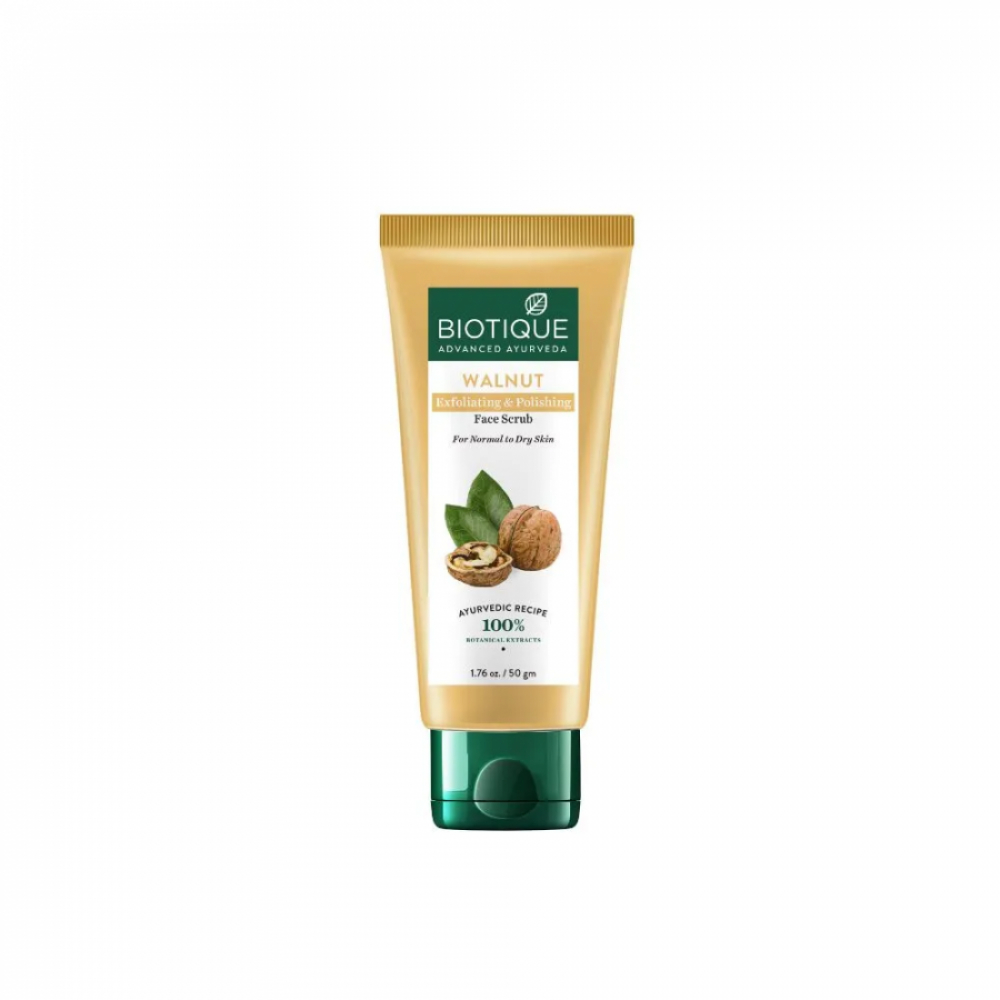 BIOTIQUE Walnut exfoliating & polishing face scrub tube Очищающий скраб для лица с маслом грецкого ореха 50г