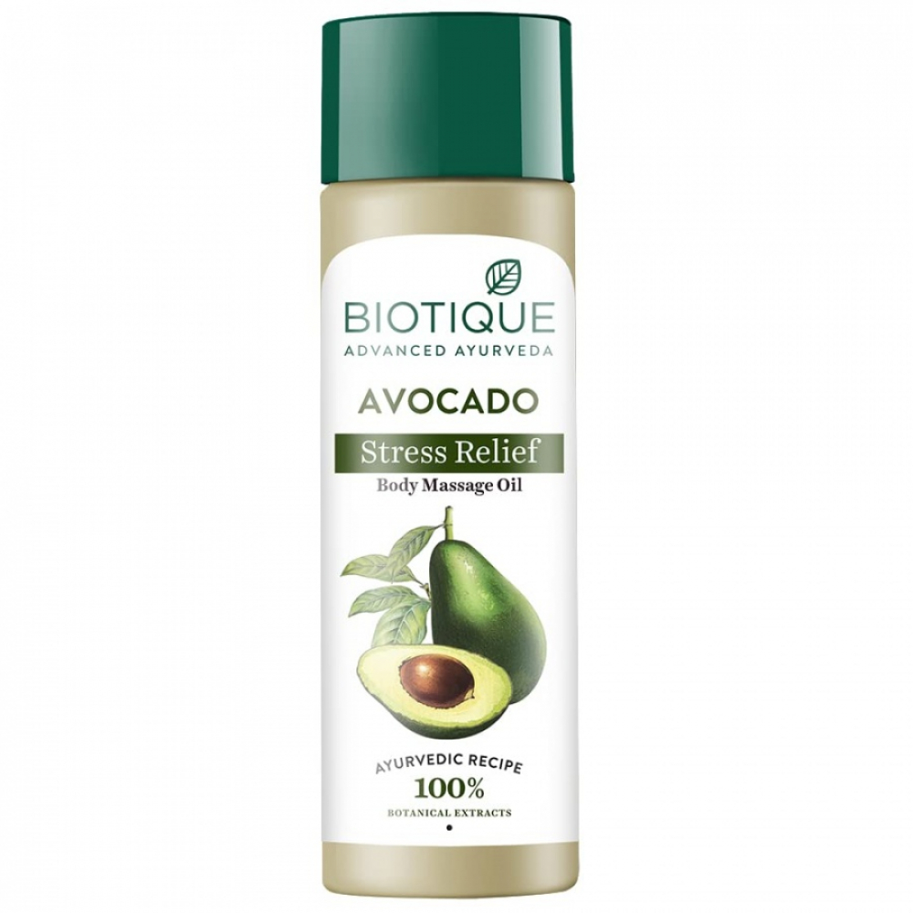 BIOTIQUE Avocado stress relief body massage oil Расслабляющее массажное масло для тела с авокадо 200мл