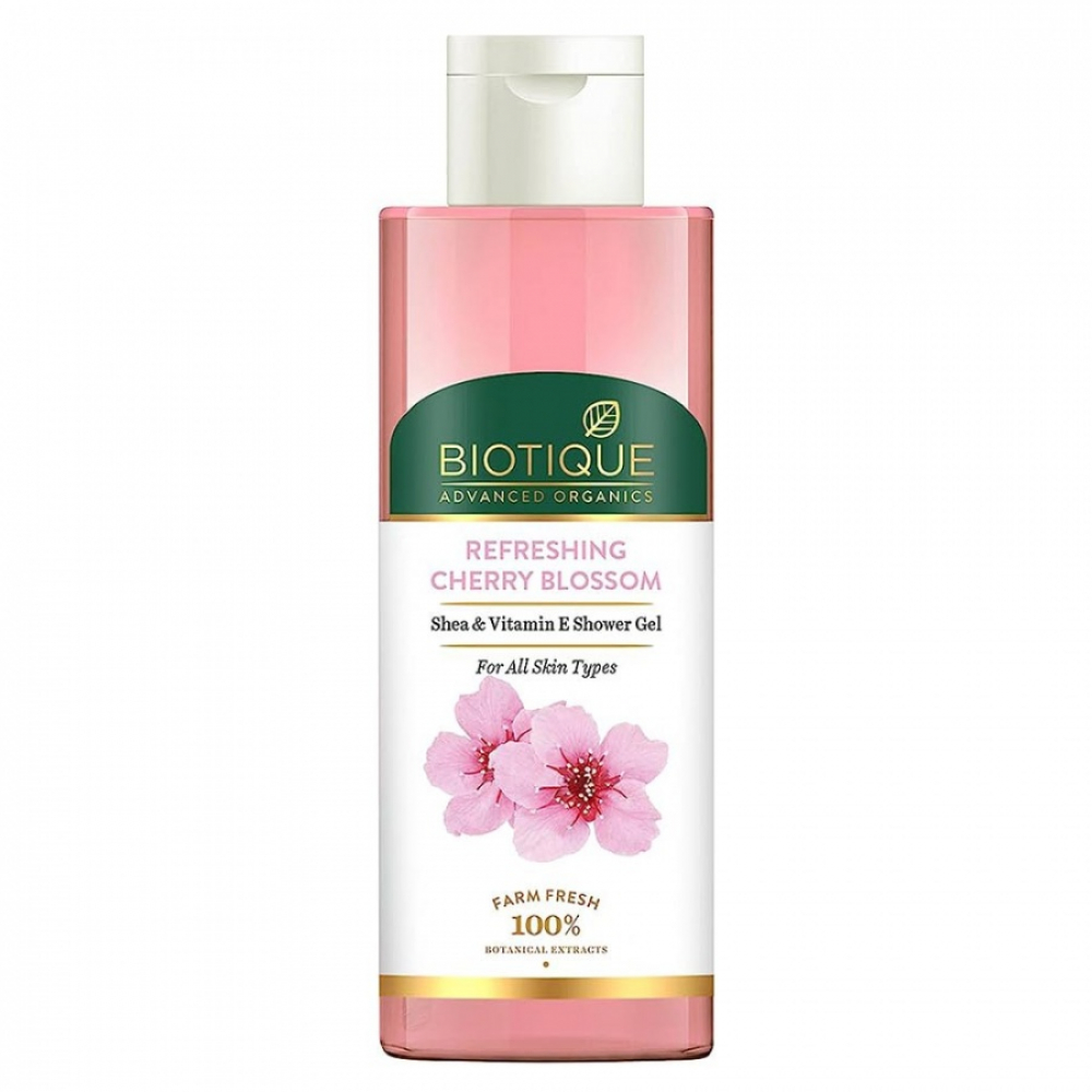 BIOTIQUE Advanced Organics Refreshing Cherry Blossom Shea & Vitamin E Shower Gel Восстанавливающий гель для душа с вишневым цветком, маслом ши и витамином Е 200мл