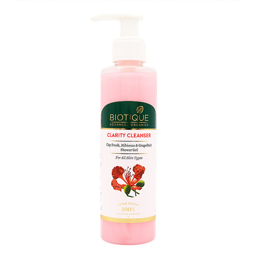 BIOTIQUE Advanced Organics Clarity Cleanser Clay Fresh, Hibiscus & Grapefruit Shower Gel Очищающий гель для душа с глиной, экстрактами гибискуса и грепфрута 200мл