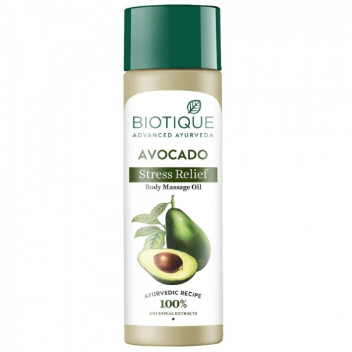 Biotique Avocado Stress Relief Body Massage Oil Расслабляющее массажное масло для тела с авокадо 200мл