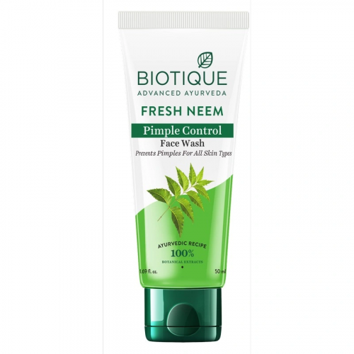 BIOTIQUE Fresh Neem Pimple Control Face Wash Очищающий гель для умывания против прыщей с нимом  50мл