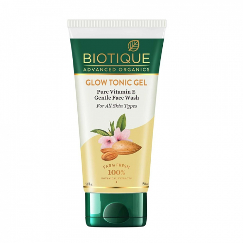 BIOTIQUE Advanced Organics Glow Tonic Gel Pure Vitamin E Gentle Face Wash Тонизирующий гель для умывания с витамином Е 150мл