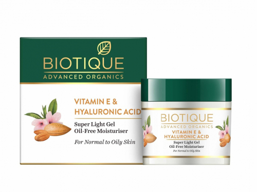 BIOTIQUE Advanced Organics Vitamin E & Hyaluronic Acid Super Light Gel Oil-Free Moisturiser  Сверхлёгкий безмасляный увлажняющий гель для лица с витамином Е и гиалуроновой кислотой  175г