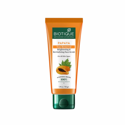 BIOTIQUE Papaya tan removal & revitalizing face scrub Восстанавливающий скраб для лица с мякотью и семянами папайи 100г