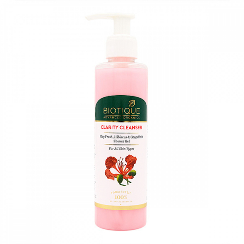 BIOTIQUE Advanced Organics Clarity Cleanser Clay Fresh, Hibiscus & Grapefruit Shower Gel Очищающий гель для душа с глиной, экстрактами гибискуса и грепфрута 200мл