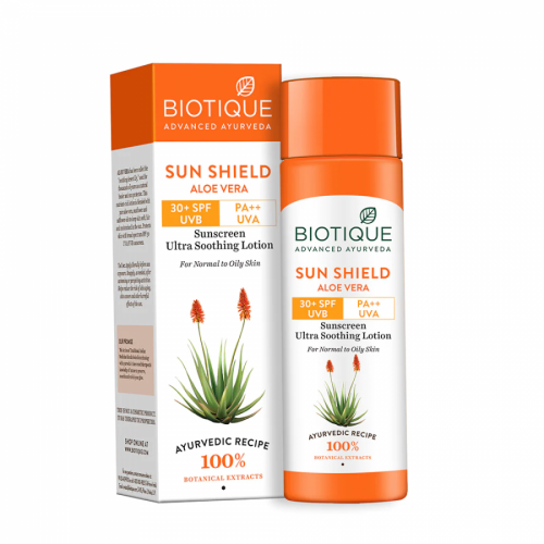 Biotique Sun Shield Aloe Vera 30+Spf Sunscreen Lotion Солнцезащитный лосьон с алоэ вера 120мл