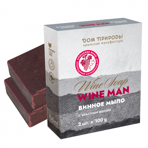 Набор твердого винного мыла Wine Man. Красное и белое, 200 г ( 2 кусочка)