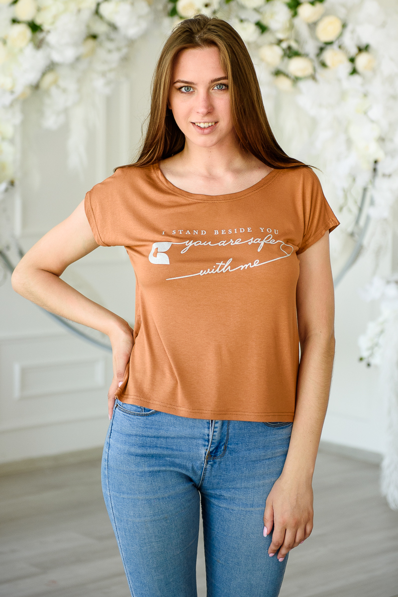 Футболка женская из вискозы Лирика бронзовый You are safe