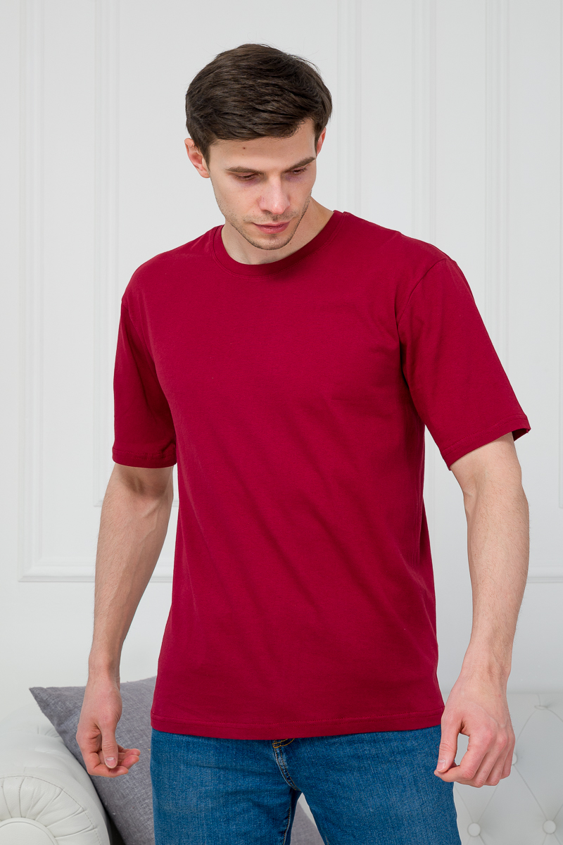 Футболка мужская из облегченной кулирки бордо