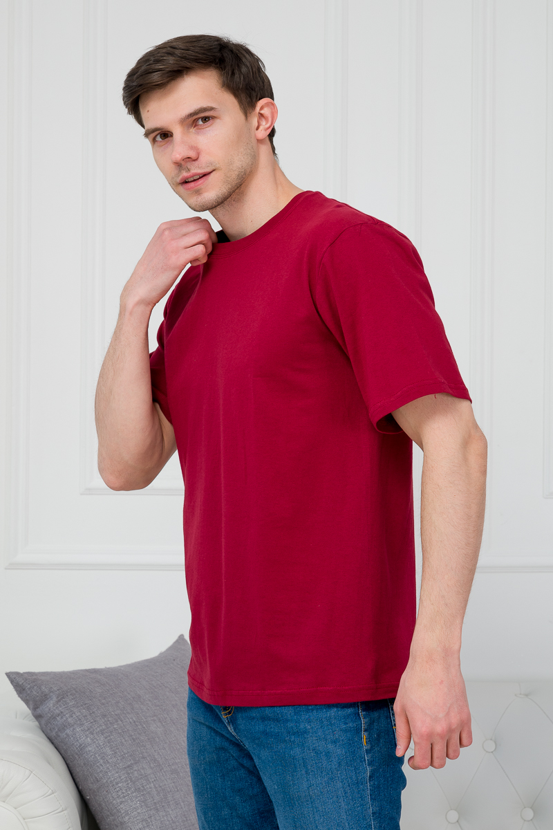 Футболка мужская из облегченной кулирки бордо