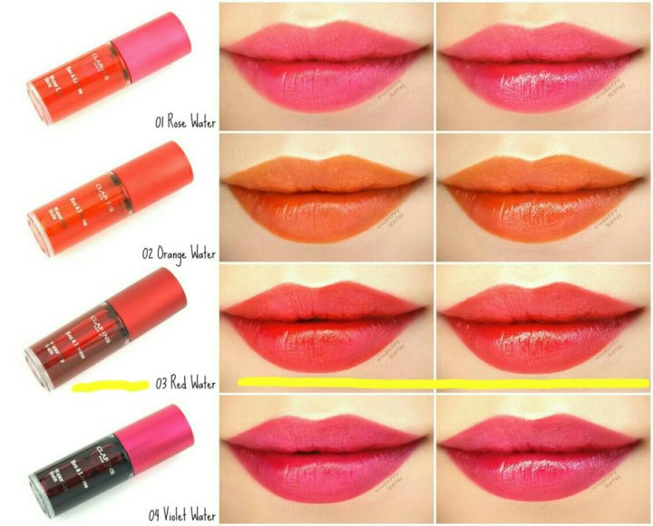 Clarins Water Lip Stain Пигмент для губ, Тон 01, 02, 03, 04, 7 мл.