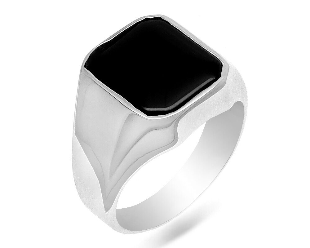 Мужское кольцо из серебра оникс, ТМК-86