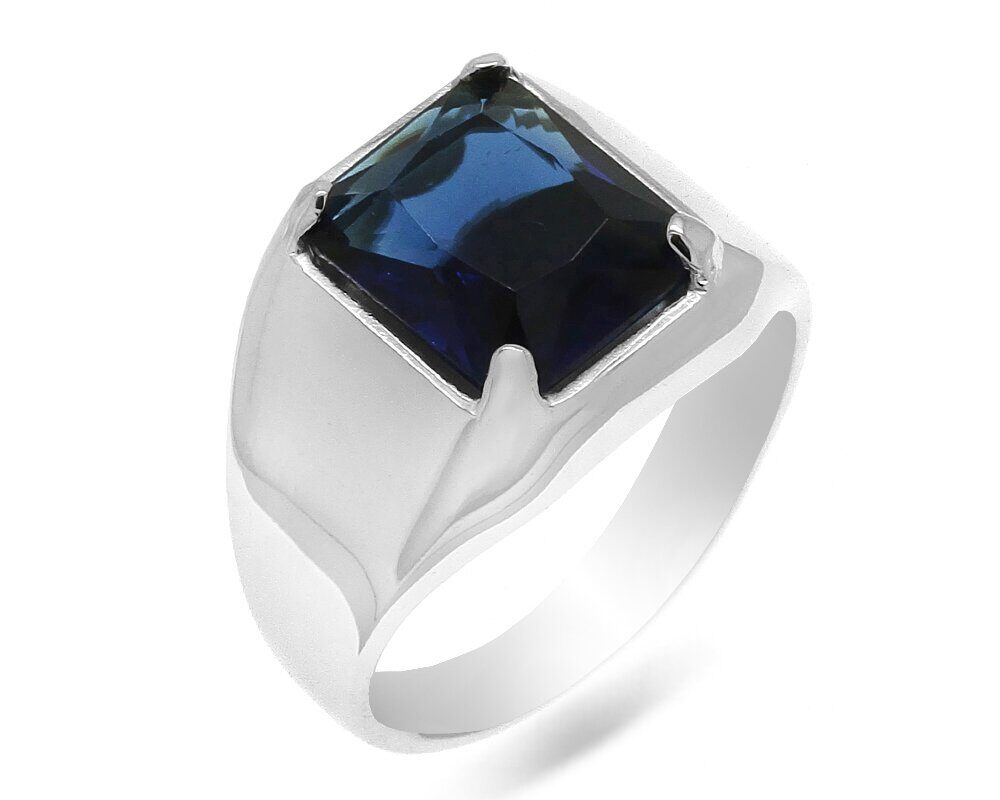 Мужское кольцо из серебра синт.сапфир, ТМК-72