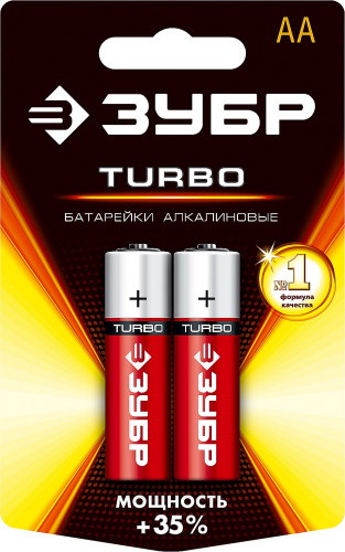 Батарейка 29213 ЗУБР Турбо 1,5 В, тип АА (пальчиковая) (уп.2 шт) /30 шт