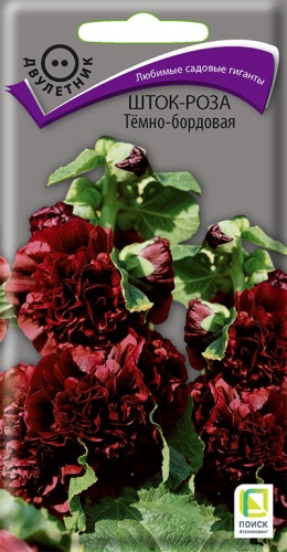 Цветы Шток-роза Темно-бордовая 0,1 г ц/п Поиск (двул.)