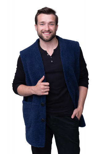 Мужской жилет MEN VEST WOOL, цвет ИНДИГО, цвет СИНИЙ