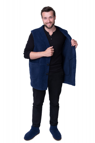 Мужской жилет MEN VEST WOOL, цвет ИНДИГО, цвет СИНИЙ