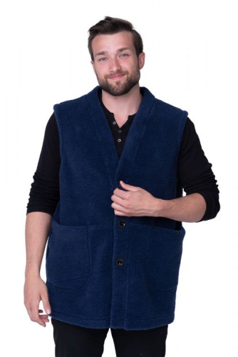 Мужской жилет MEN VEST WOOL, цвет ИНДИГО, цвет СИНИЙ