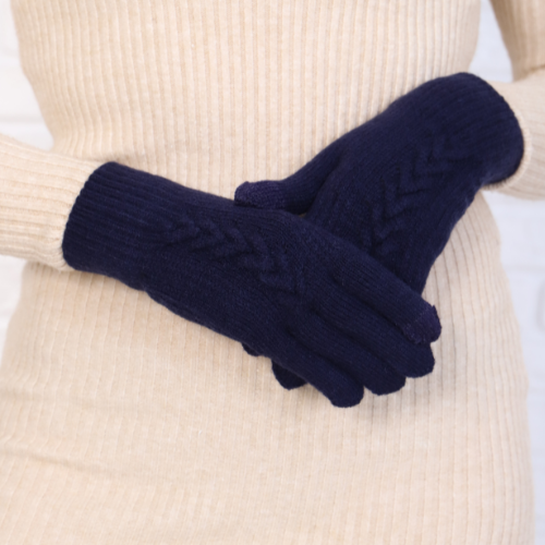 Перчатки женские тёплые сенсорные цвет темно-синий
