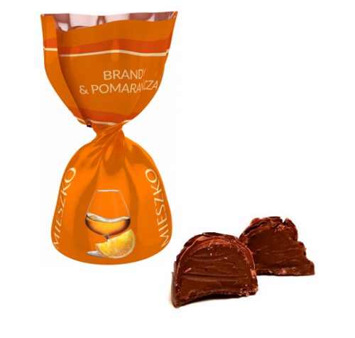 Конфеты BRANDY & ORANGE с нач. со вкусом бренди и апельсина в тем, шок, Mieszko