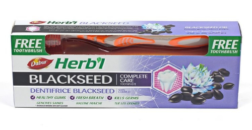 Зубная паста  Herb’l Black Seed (с экстрактом семян черного тмина)  150 г. в комплекте с зубной щеткой / Dabur
