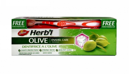 Зубная паста  Herb’l Olive (с экстрактом оливы)  150 г. в комплекте с зубной щеткой / Dabur