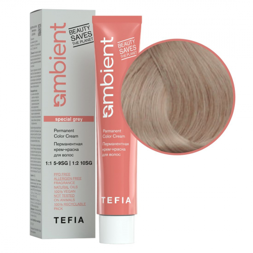 TEFIA Ambient 10.810 Перманентная крем-краска для волос / Экстра светлый блондин коричнево-пепельный для седых волос, 60 мл