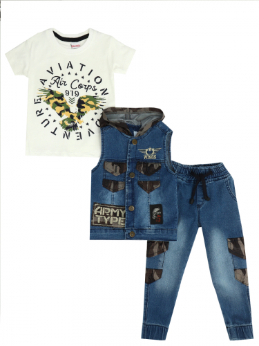 Комплект для мальчика: футболка, брюки джинсовые и жилет NB95039
