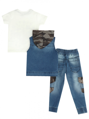 Комплект для мальчика: футболка, брюки джинсовые и жилет NB95039