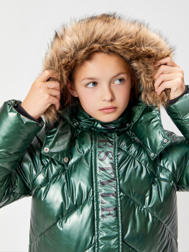 Пальто детское для девочек Snaky 20210670013 темно-зеленый