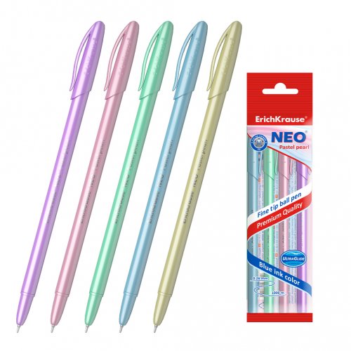 Ручка шариковая ErichKrause® Neo® Pastel pearl, цвет чернил синий (в пакете по 4 шт.)