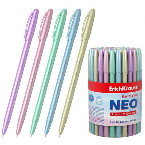 Ручка шариковая ErichKrause® Neo® Pastel pearl, цвет чернил синий (в тубусе по 60 шт.)