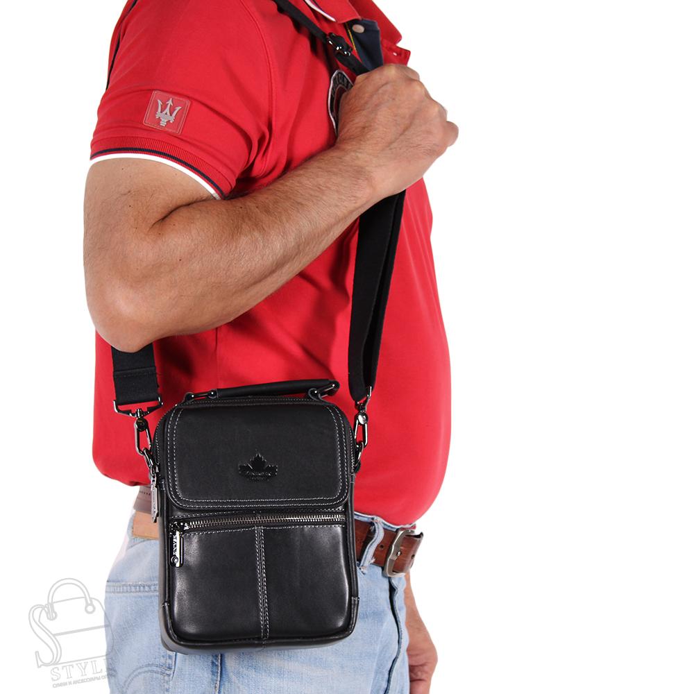Сумка мужская кожаная 22663Z black Zinimxs