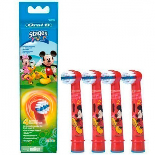 Насадки для ДЕТСКИХ электрических зубных щеток Oral-B Stages Kids Микки Mickey Mouse (4 шт) (для девочек и мальчиков)
