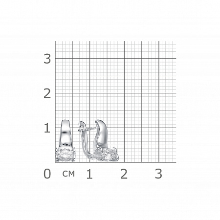 11-0043 Серьги с фианитом родированные серебро 925*