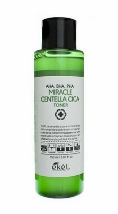 Ekel Miracle Centella Cica Toner AHA/BHA/PHA Очищающий тонер для лица с экстрактом центеллы азиатской 150мл
