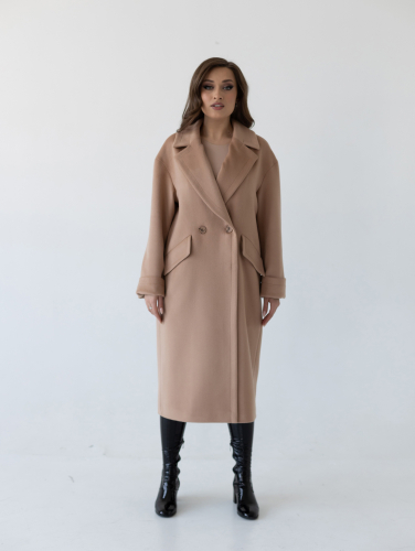 Пальто женское демисезонное 24710 (кэмел/ворсовая ткань)