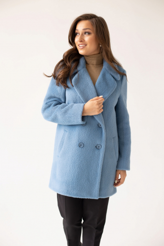 Пальто женское демисезонное 23720 (голубой/тедди)
