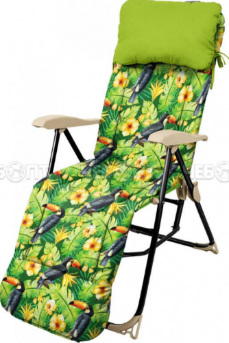 Кресло - шезлонг С ТУКАНАМИ складное 820*590*1170 мм, со съемным матрасом и подушкой, нагрузка 100 кг арт. ННК5/Т NIKA [1]