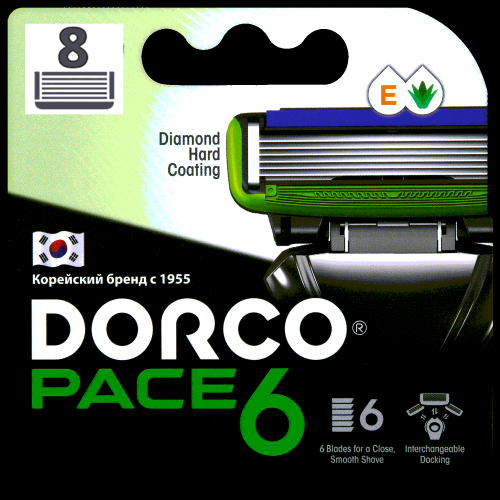 Кассеты для бритвы DORCO PACE-6 (8 шт.), SXA1080