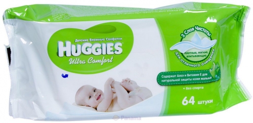 Huggies Ultra Comfort Алоэ Салфетки 64 шт (Новые)			