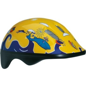 Велошлем детский BELLELLI, цвет желто-синий с дельфинами, размер М (52-57cm), 01HEL051020