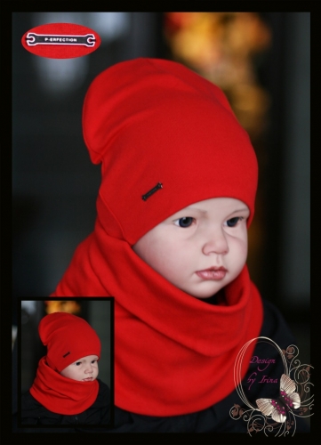 Удл. шапка для мальчика «P-erfection» (красный)