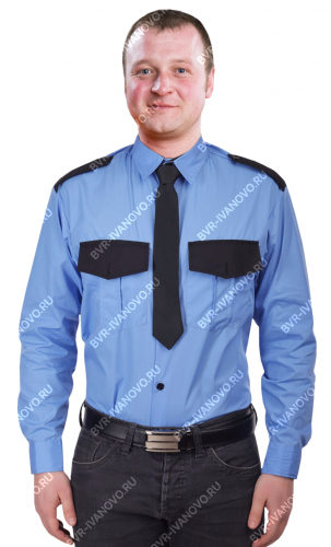 Рубашка Охранника в заправку цв.Голубой длинный рукав